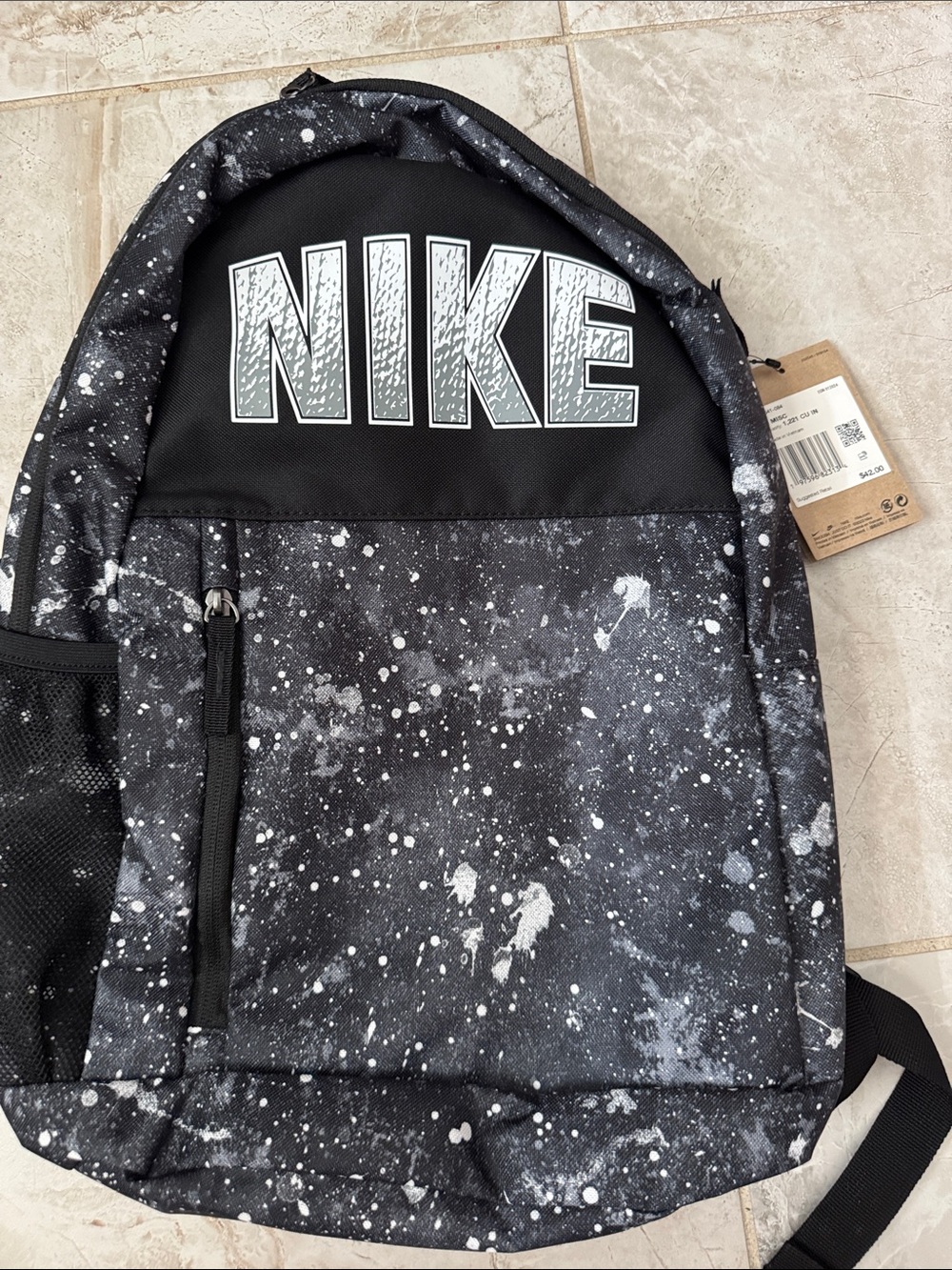 Nike Black and White Splatter Print Backpack - Men's School
